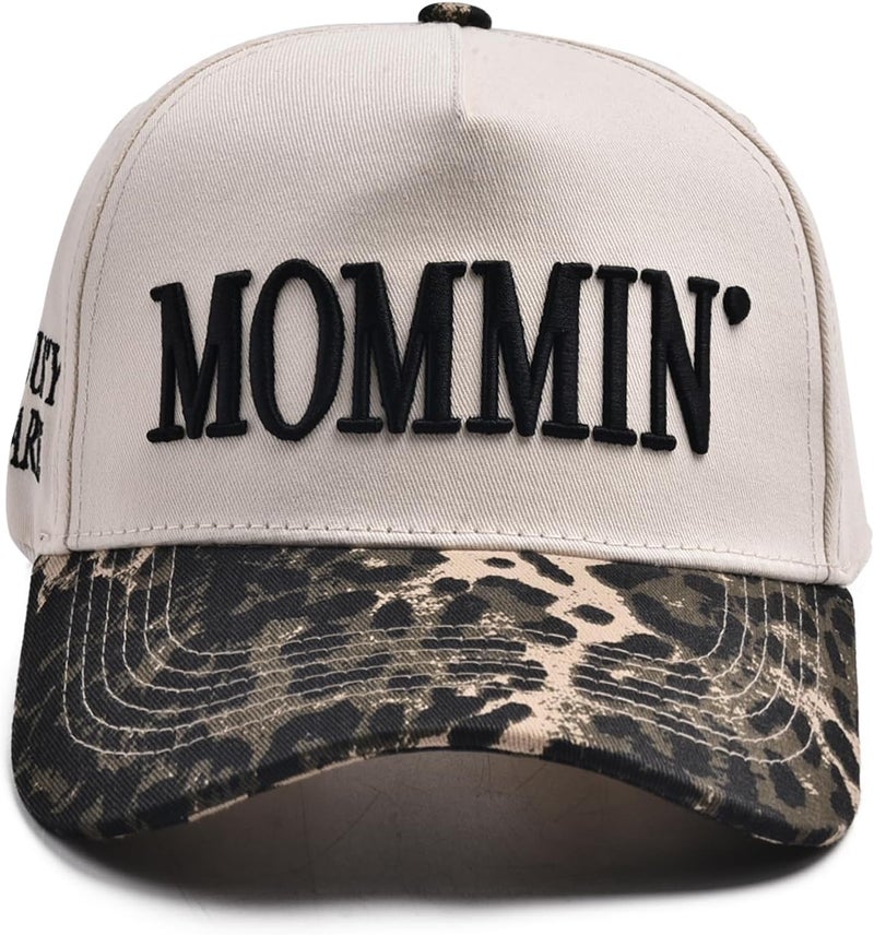 Abdkw Mommin Trucker Hat | Vintage Two-Tone Women's Baseball Cap,with Mommin Embroidery Ponytail Fit,Outdoor and Daily Use - Image 1